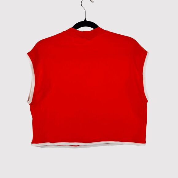Anthropologie Maeve Womens Top Orange Cropped Mock Neck Sleeveless Blouse Medium - Picture 2 of 9